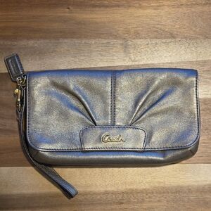 Coach Ashley Leather Large Flap  Wristlet Clutch